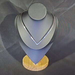 .925 Sterling Silver Open Backed Solid "V" Necklace